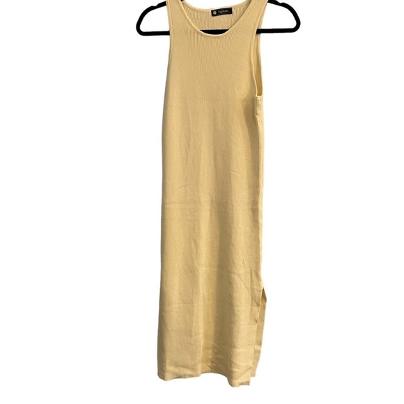 NWOT DayDreamer Ribbed Sleeveless Cream Dress with Side Split - Picture 1 of 5
